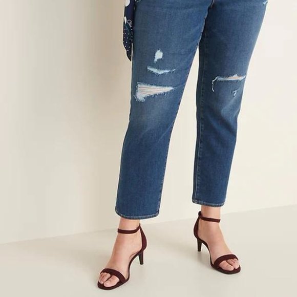 New Mid-Rise Power Slim Straight Distressed Jeans - Picture 6 of 6